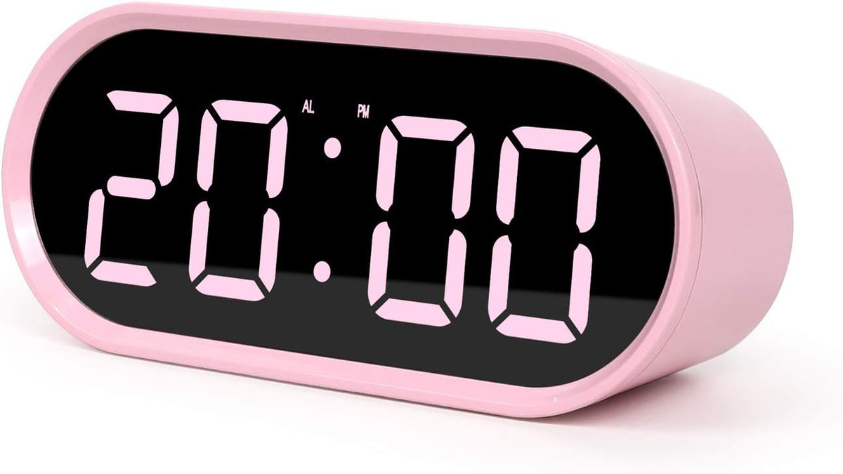 Pop Mirror Digital Alarm Clock, LED Desk Clock (Pink)