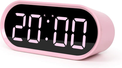Pop Mirror Digital Alarm Clock, LED Desk Clock (Pink)