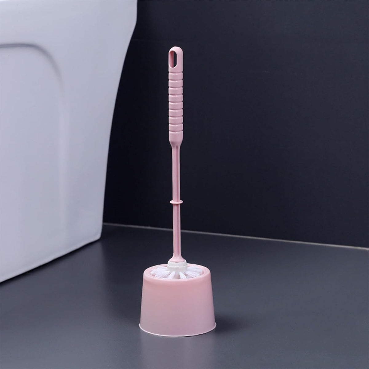 Toilet Brush and Holder Set Bathroom Accessories, Space Saving for Storage, Deep Cleaning, Toilet Bowl Cleaner Brush for Bathroom Cleaning, Toilet Scrubber Brush (Pink)