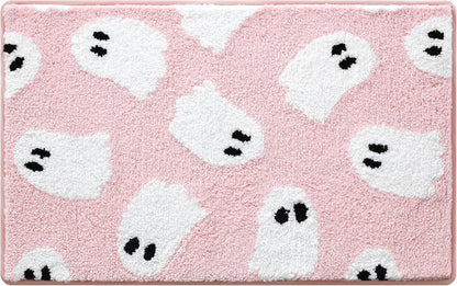 Ghost Bathroom Rug 16x24 Inch Pink, Halloween Bathroom Decor Rug