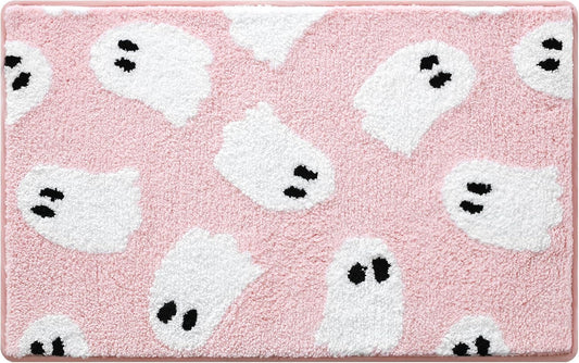 Ghost Bathroom Rug 16x24 Inch Pink, Halloween Bathroom Decor Rug