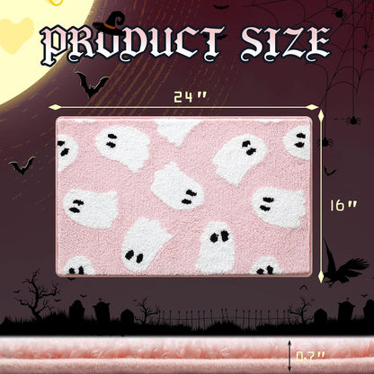 Ghost Bathroom Rug 16x24 Inch Pink, Halloween Bathroom Decor Rug