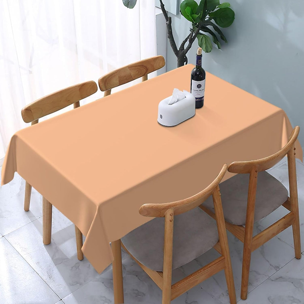 Trendy Peach Solid Color Elegant Rectangle Table Cloth Soft Washable Oblong Tablecloth Covers for Kitchen & Table Linens 54" x 72"