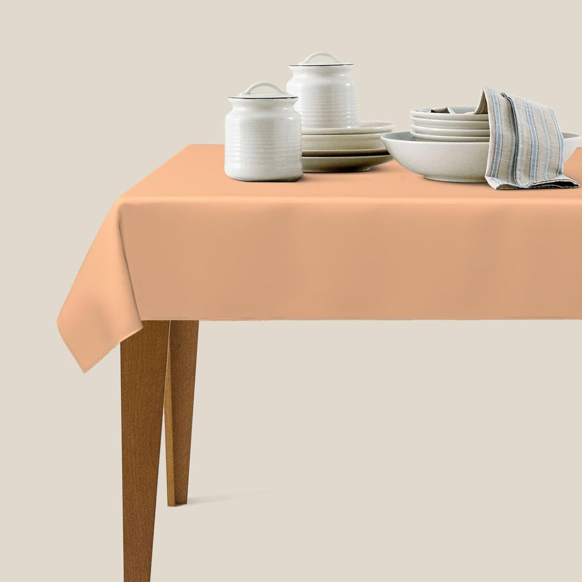 Trendy Peach Solid Color Elegant Rectangle Table Cloth Soft Washable Oblong Tablecloth Covers for Kitchen & Table Linens 54" x 72"