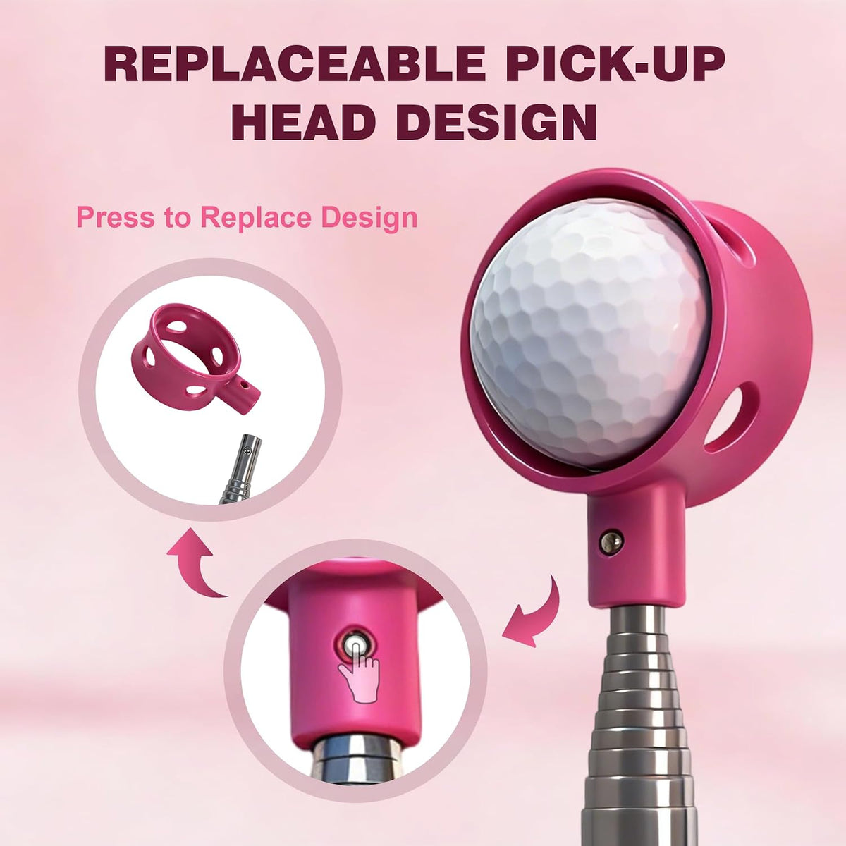 Golf Ball Retriever Telescopic for Water, 9/12/15/20Ft GolfBall Grabber Tool, Golf Accessories Gifts for Men, Women & Golfers, Golf Balls Picker with Stainless Steel Shaft & Rubber Grip