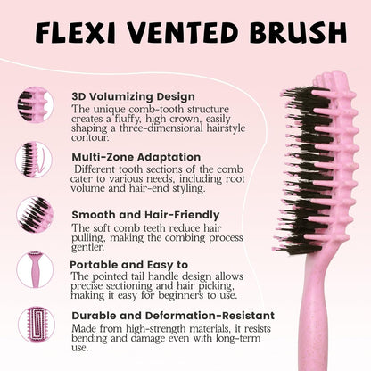 Detangler Brush – Curly Hair Brush for Women, Men & Kids | Flexi Vented Brush with Unique Comb Structure for Wet or Dry Strands (Blush Pink)