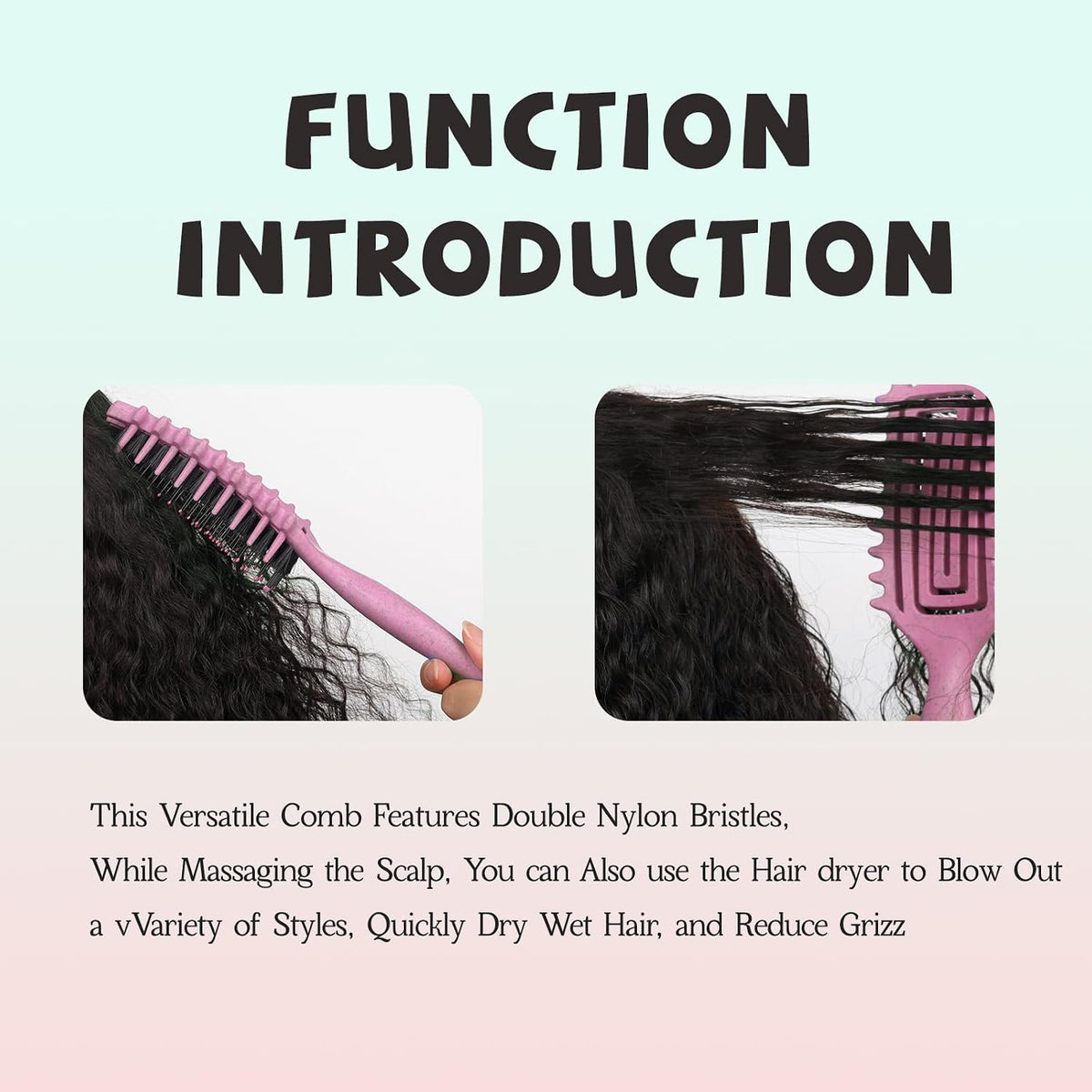 Detangler Brush – Curly Hair Brush for Women, Men & Kids | Flexi Vented Brush with Unique Comb Structure for Wet or Dry Strands (Blush Pink)