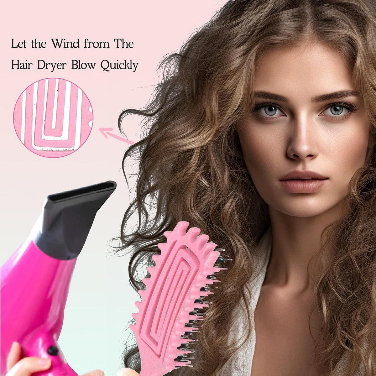Detangler Brush – Curly Hair Brush for Women, Men & Kids | Flexi Vented Brush with Unique Comb Structure for Wet or Dry Strands (Blush Pink)
