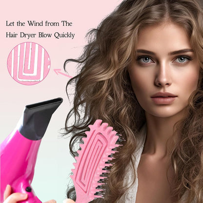 Detangler Brush – Curly Hair Brush for Women, Men & Kids | Flexi Vented Brush with Unique Comb Structure for Wet or Dry Strands (Blush Pink)