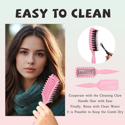 Detangler Brush – Curly Hair Brush for Women, Men & Kids | Flexi Vented Brush with Unique Comb Structure for Wet or Dry Strands (Blush Pink)