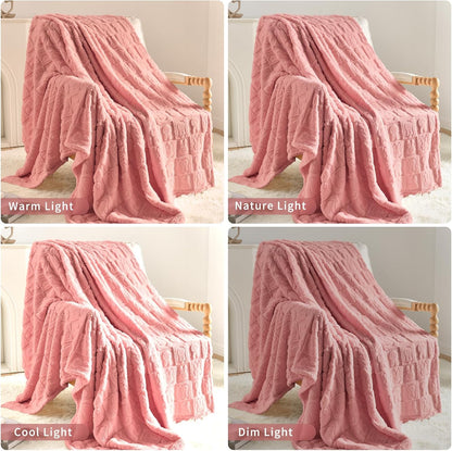 Bunny Checkered Throw Blankets,Soft Warm Blankets for Lover Women Men Friends Gifts Pets,Lightweight Fuzzy Blanket for Couch Sofa Bed Travel and Camping(Pink,90"x90")