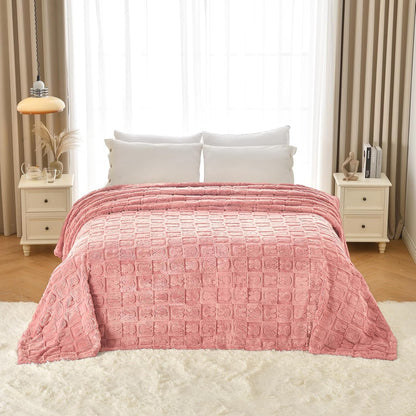 Bunny Checkered Throw Blankets,Soft Warm Blankets for Lover Women Men Friends Gifts Pets,Lightweight Fuzzy Blanket for Couch Sofa Bed Travel and Camping(Pink,90"x90")