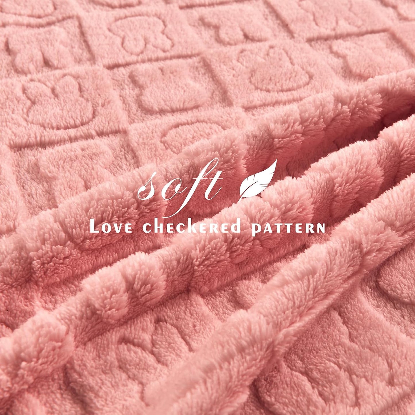 Bunny Checkered Throw Blankets,Soft Warm Blankets for Lover Women Men Friends Gifts Pets,Lightweight Fuzzy Blanket for Couch Sofa Bed Travel and Camping(Pink,90"x90")