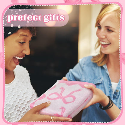 6 Pcs Pink Bow Washcloths 100% Cotton Bow Towels 13 x 13