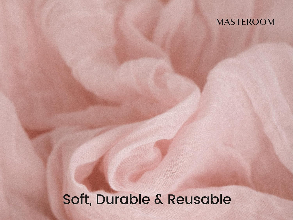 2 Pack Cheesecloth Table Runner 10ft Each – Boho Rustic Gauze Table Runners for Wedding, Bridal Shower, Fall Thanksgiving Decor, Peach Coral Pink 120 Inches Long