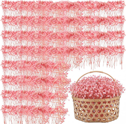 100 Pcs Mini Dried Babys Breath Flowers Pink 5600+ Babys Breath Bulk Bouquet Natural Gypsophila for Wedding Flower Wreaths Baby Shower Bridal Shower Home Vase Decor Card Party DIY, 2-4 Inch
