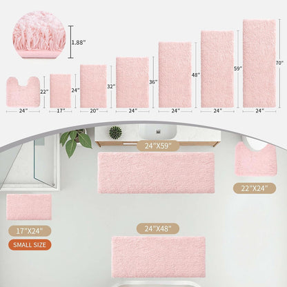 Pink Bathroom Rugs 24x36, Non-Slip Plush Thick Bath Mat