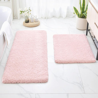 Pink Bathroom Rugs 24x36, Non-Slip Plush Thick Bath Mat