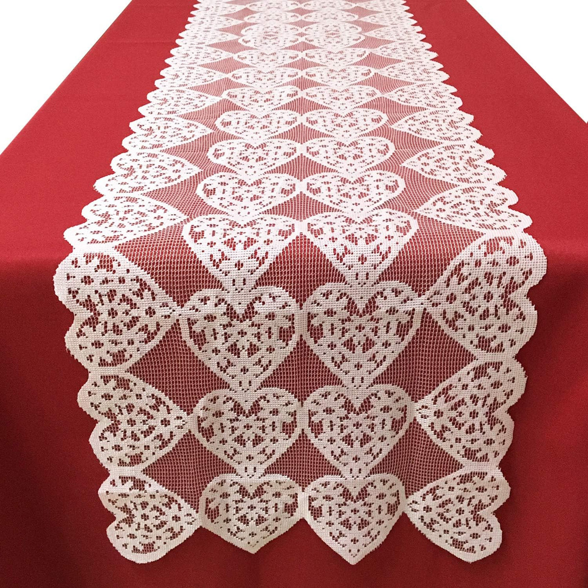 Valentines Day Table Runner - Light Pink Lace Table Runners for Weddings, Valentines Day Table Decorations - Romantic Love Heart Table Runner for Home Dining Table - 12 x 72 Inch