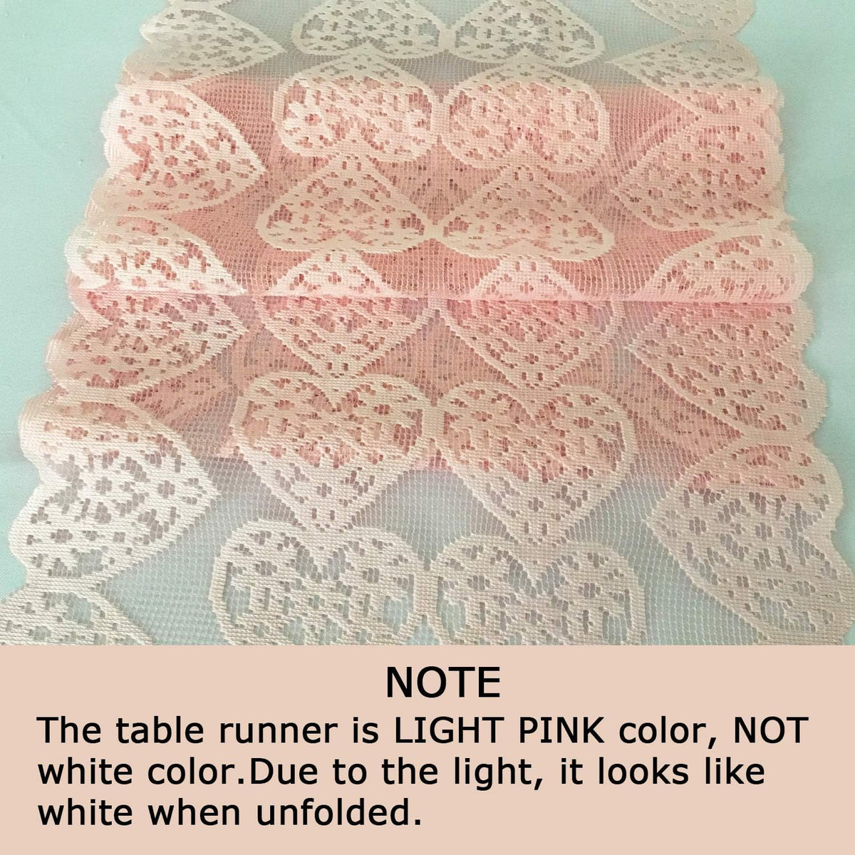 Valentines Day Table Runner - Light Pink Lace Table Runners for Weddings, Valentines Day Table Decorations - Romantic Love Heart Table Runner for Home Dining Table - 12 x 72 Inch