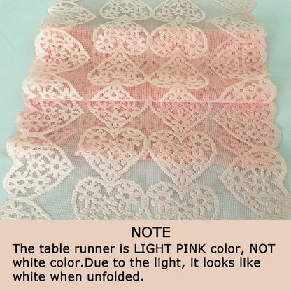 Valentines Day Table Runner - Light Pink Lace Table Runners for Weddings, Valentines Day Table Decorations - Romantic Love Heart Table Runner for Home Dining Table - 12 x 72 Inch