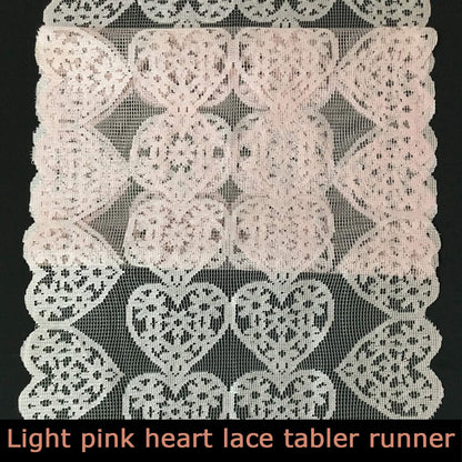 Valentines Day Table Runner - Light Pink Lace Table Runners for Weddings, Valentines Day Table Decorations - Romantic Love Heart Table Runner for Home Dining Table - 12 x 72 Inch