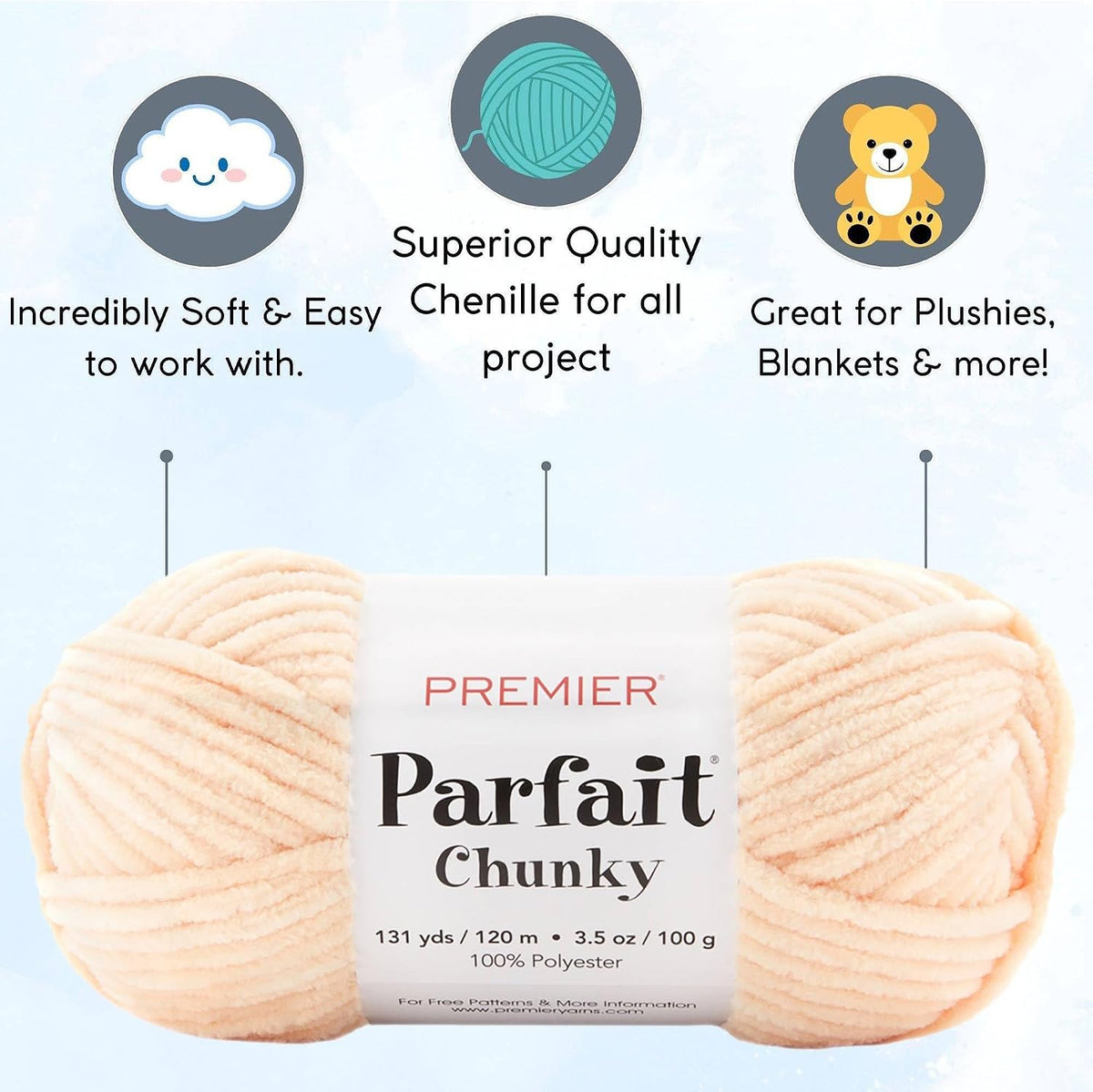 Yarns Parfait Chunky Chenille Peach 1150-22