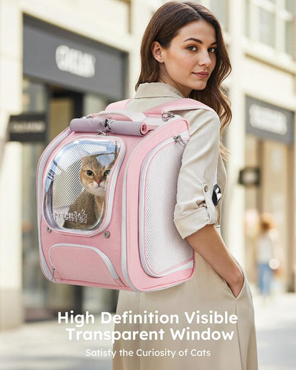 Cat Backpack Carrier,Large Space Cat Bubble Backpack,Ergonomic,Pink
