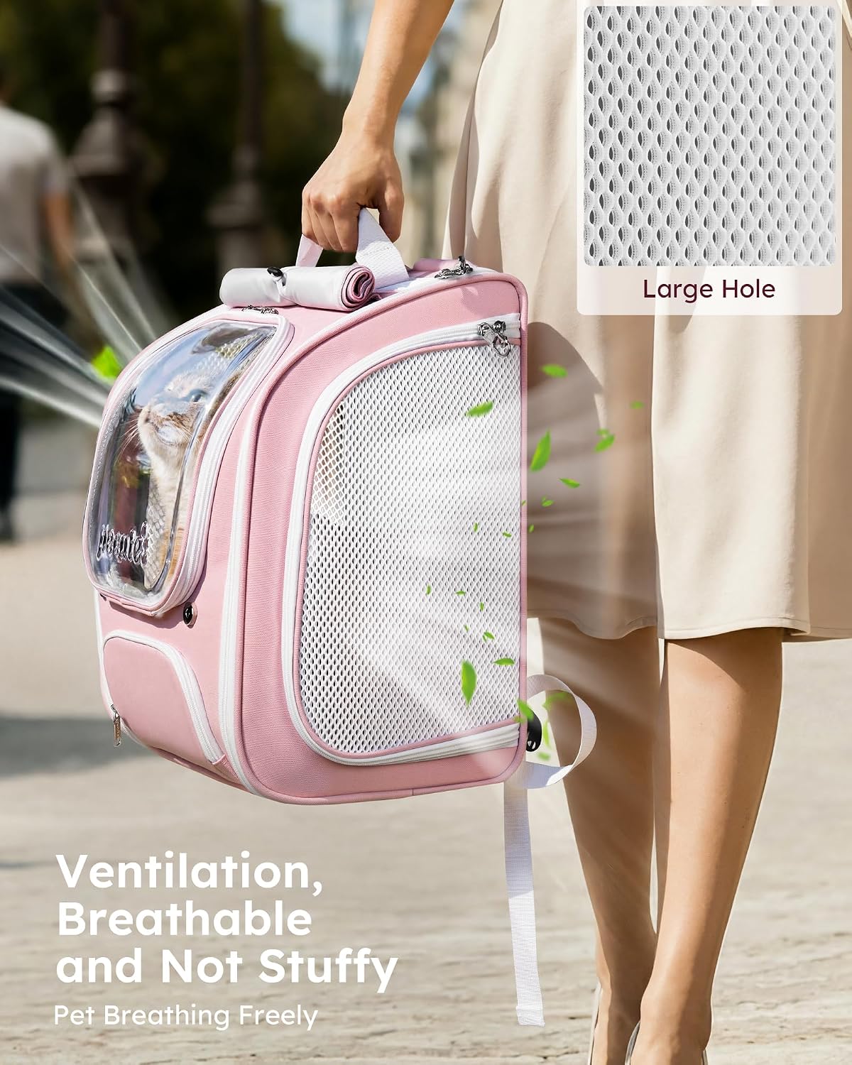 Cat Backpack Carrier,Large Space Cat Bubble Backpack,Ergonomic,Pink