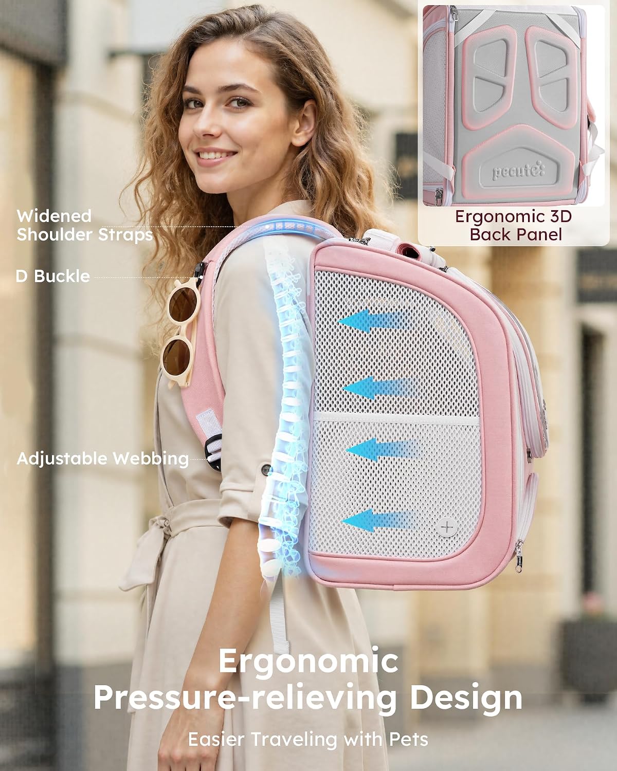 Cat Backpack Carrier,Large Space Cat Bubble Backpack,Ergonomic,Pink