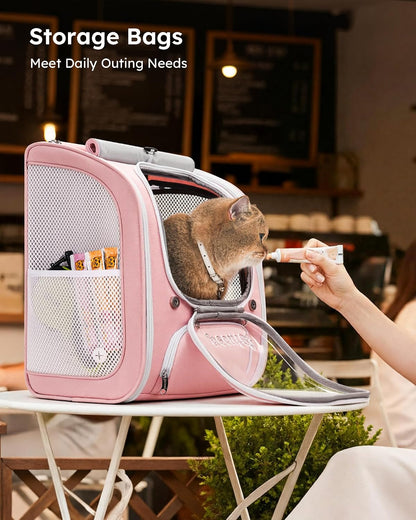Cat Backpack Carrier,Large Space Cat Bubble Backpack,Ergonomic,Pink