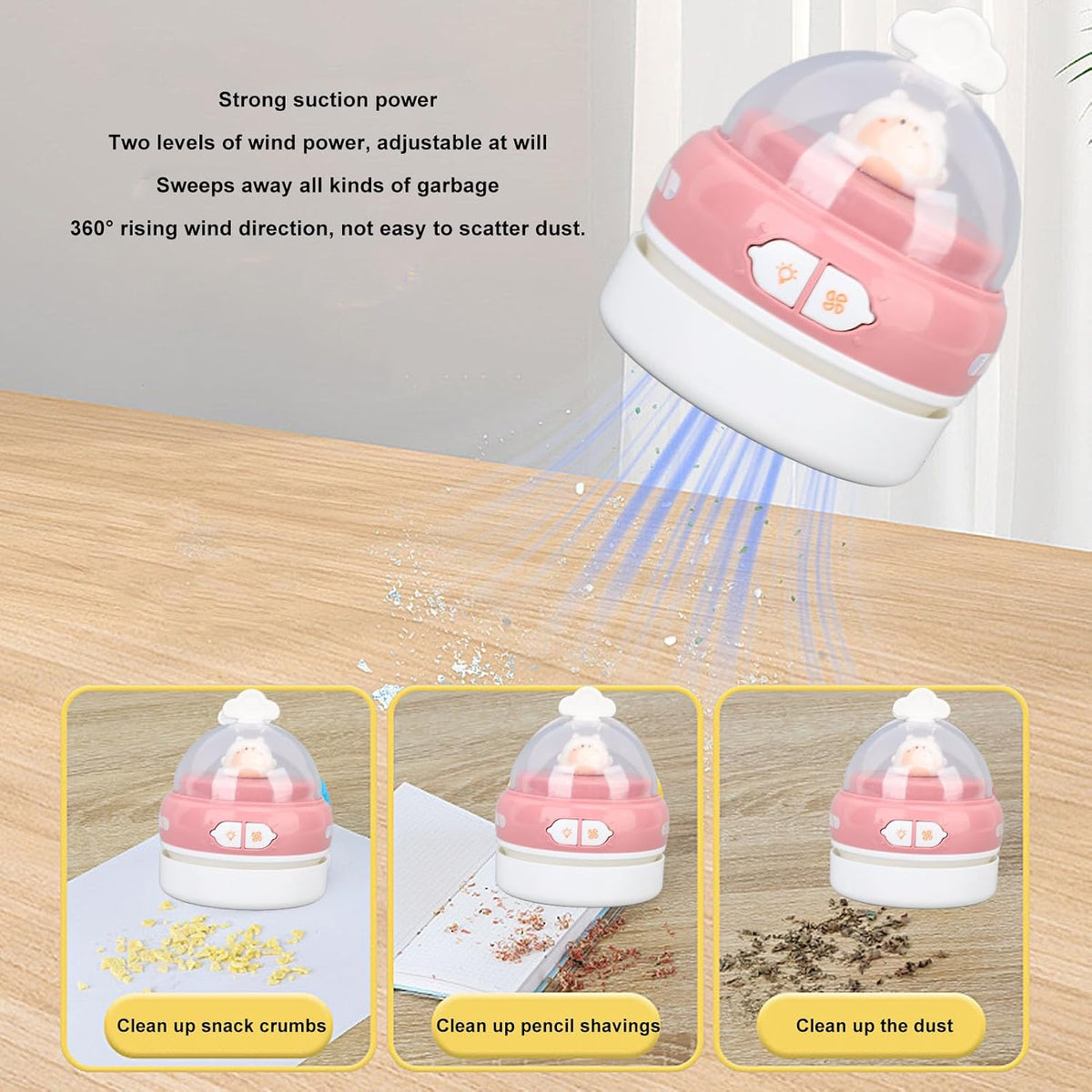 Desktop Vacuum Cleaner, 1000Pa USB Rechargeable Mini