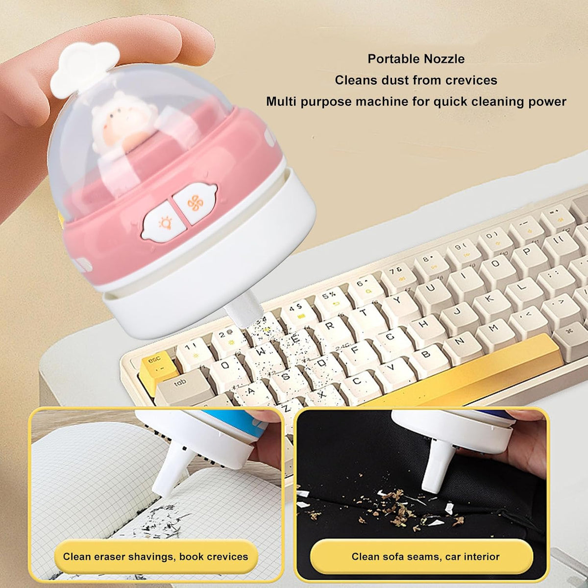 Desktop Vacuum Cleaner, 1000Pa USB Rechargeable Mini