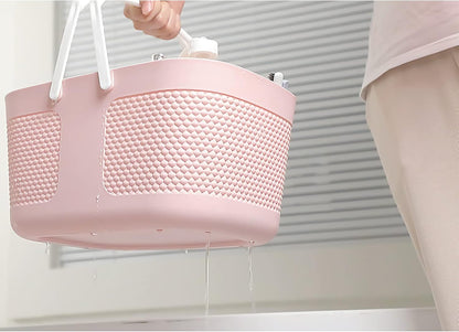 Portable Plastic Shower Caddy Basket Organizer with Handles, Pink