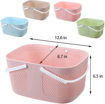 Portable Plastic Shower Caddy Basket Organizer with Handles, Pink