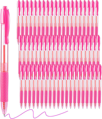 Pens Bulk 60 Pack Pink Click Pens Retractable Ballpoint Pens Medium Point,Smooth Ink Pen Soft Grip for Journaling School Office Supplies 1.0MM Pink Ink