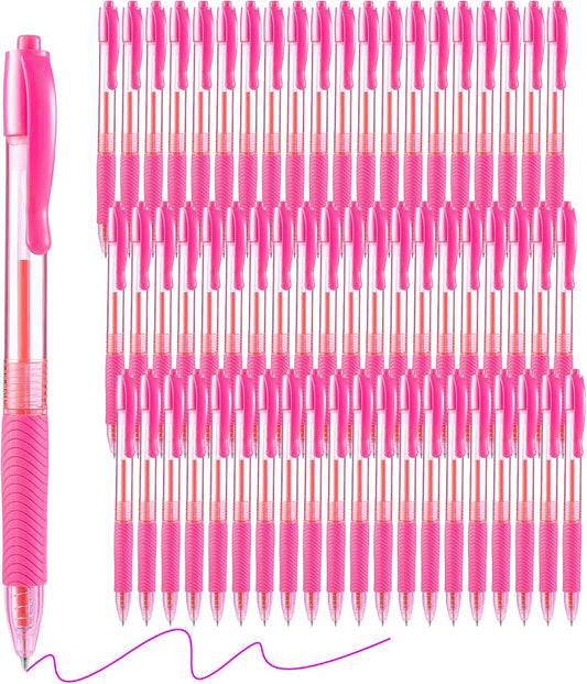 Pens Bulk 60 Pack Pink Click Pens Retractable Ballpoint Pens Medium Point,Smooth Ink Pen Soft Grip for Journaling School Office Supplies 1.0MM Pink Ink