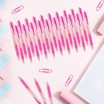 Pens Bulk 60 Pack Pink Click Pens Retractable Ballpoint Pens Medium Point,Smooth Ink Pen Soft Grip for Journaling School Office Supplies 1.0MM Pink Ink