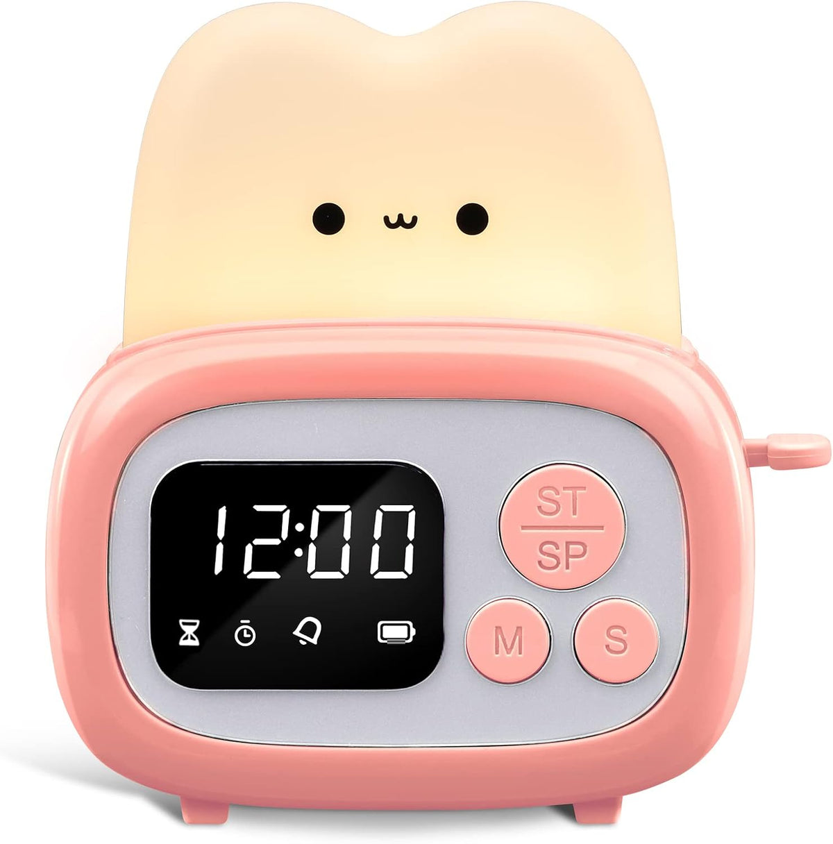 Timer Clock Night Light for Kids, Tiny Hand Size Portable LED Clock Lamp Kids Desktop Timer for Toothbrush, Learning, Exercise, Bathroom, Oven, Baking, Cooking, Table, Bedroom, Kitchen