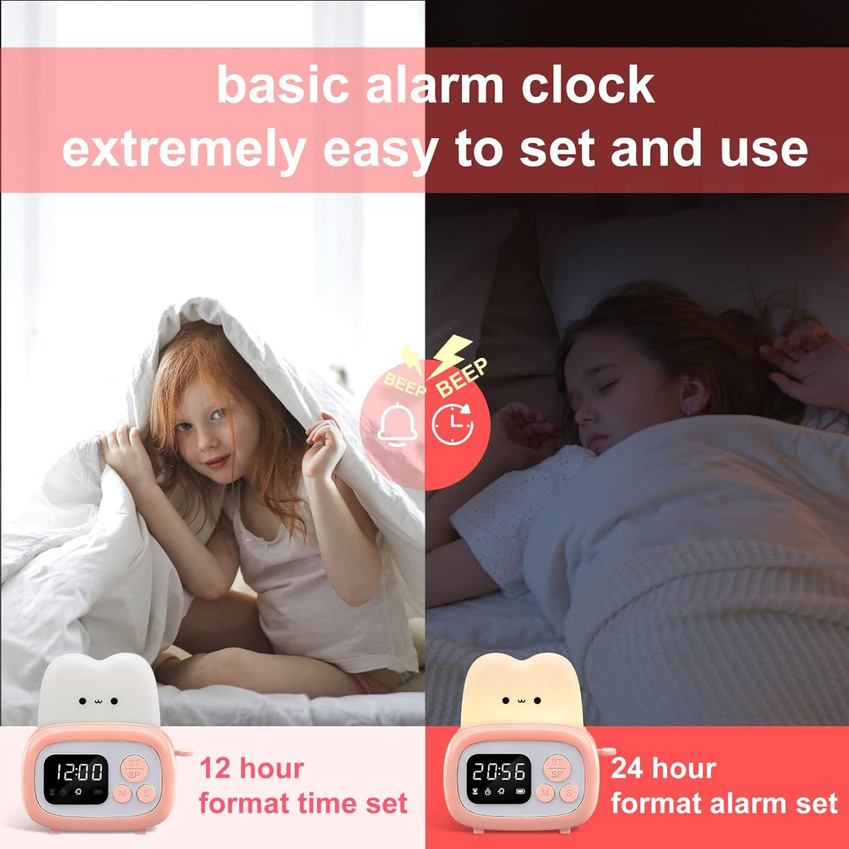 Timer Clock Night Light for Kids, Tiny Hand Size Portable LED Clock Lamp Kids Desktop Timer for Toothbrush, Learning, Exercise, Bathroom, Oven, Baking, Cooking, Table, Bedroom, Kitchen