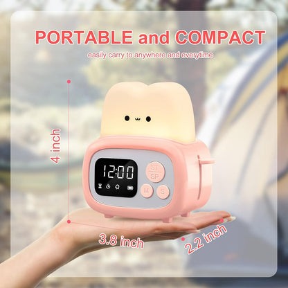 Timer Clock Night Light for Kids, Tiny Hand Size Portable LED Clock Lamp Kids Desktop Timer for Toothbrush, Learning, Exercise, Bathroom, Oven, Baking, Cooking, Table, Bedroom, Kitchen