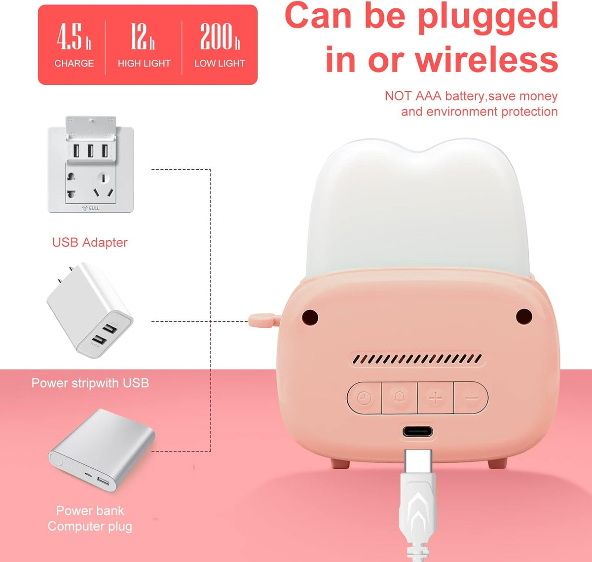 Timer Clock Night Light for Kids, Tiny Hand Size Portable LED Clock Lamp Kids Desktop Timer for Toothbrush, Learning, Exercise, Bathroom, Oven, Baking, Cooking, Table, Bedroom, Kitchen
