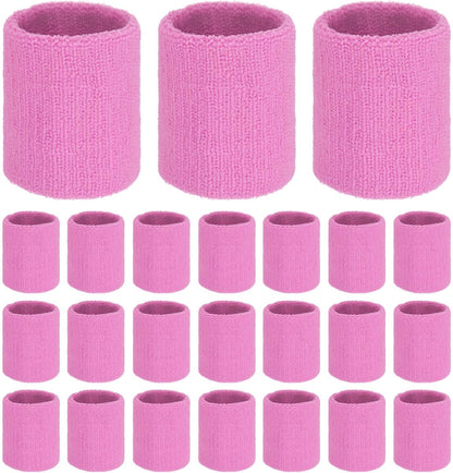 24-Pack Sports Sweatbands Cotton Terry Cloth Wristbands Sweat Absorbent Use for Workout & Basketball & Running