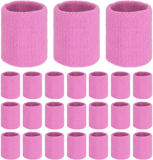 24-Pack Sports Sweatbands Cotton Terry Cloth Wristbands Sweat Absorbent Use for Workout & Basketball & Running