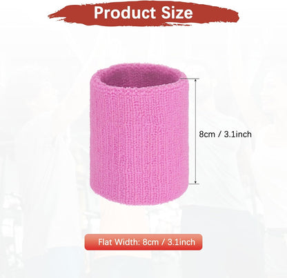 24-Pack Sports Sweatbands Cotton Terry Cloth Wristbands Sweat Absorbent Use for Workout & Basketball & Running