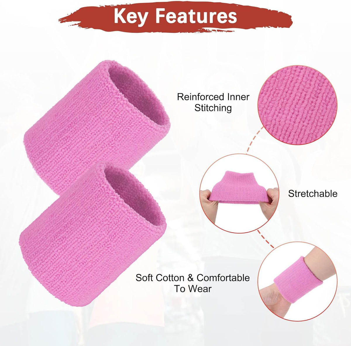 24-Pack Sports Sweatbands Cotton Terry Cloth Wristbands Sweat Absorbent Use for Workout & Basketball & Running