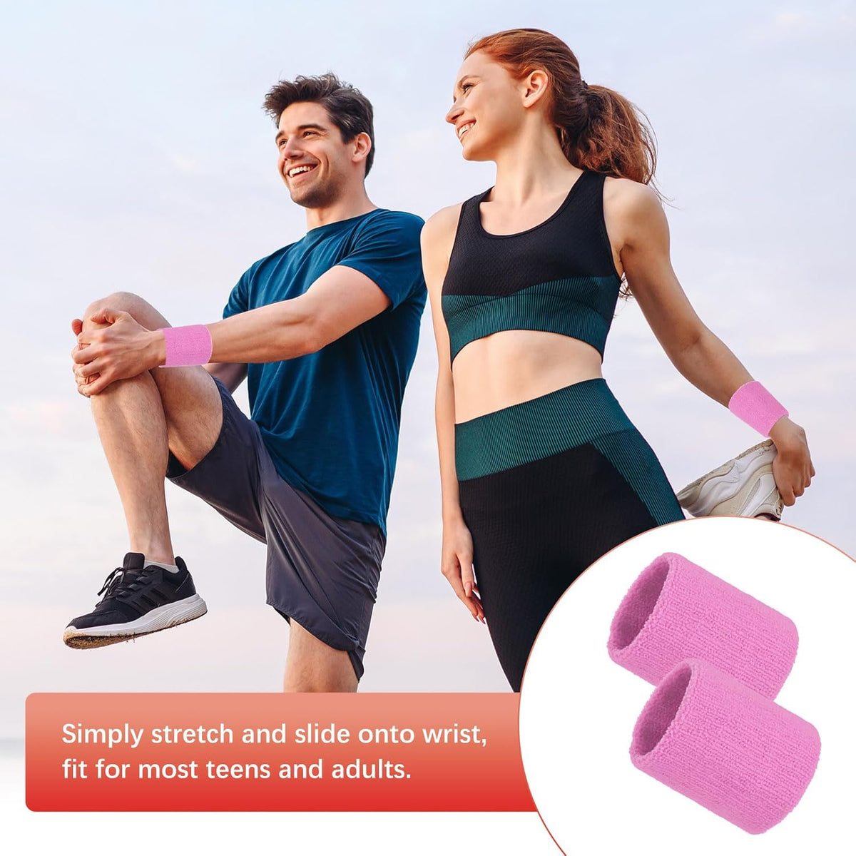 24-Pack Sports Sweatbands Cotton Terry Cloth Wristbands Sweat Absorbent Use for Workout & Basketball & Running