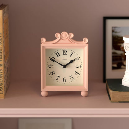 ® Parlour Mantel Clock | Small Classic Carriage Clock | Rose Pink | Elegant Square Decorative case, Perfect for Mantel, Shelf, Table or Bedside