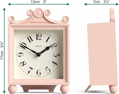 ® Parlour Mantel Clock | Small Classic Carriage Clock | Rose Pink | Elegant Square Decorative case, Perfect for Mantel, Shelf, Table or Bedside