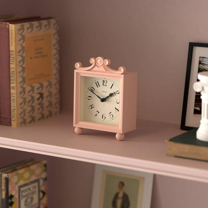 ® Parlour Mantel Clock | Small Classic Carriage Clock | Rose Pink | Elegant Square Decorative case, Perfect for Mantel, Shelf, Table or Bedside